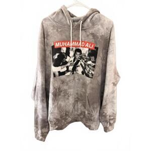 Muhammad Ali Graphic Hoodie Large Tie-Dye Gray